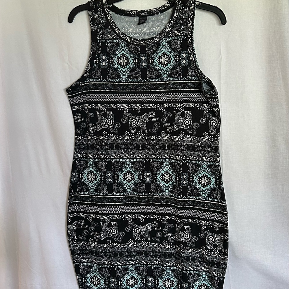 Rue21 - Black & Gray Elephant Patterned Mini Dress
